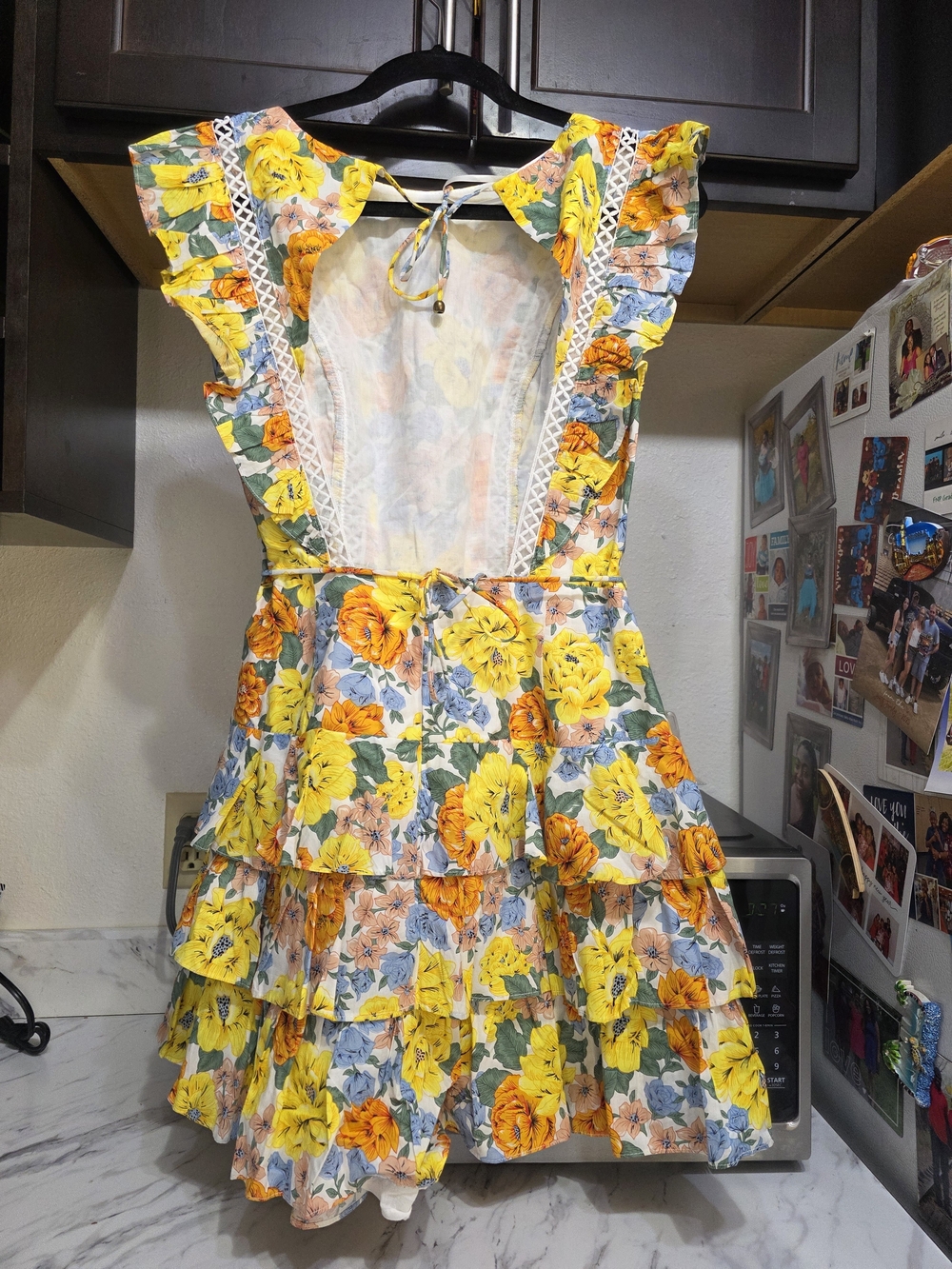 Hello Molly Romper Style Floral Ruffle Tie-Waist Mini Dress  Women Size Medium - Picture 11 of 14